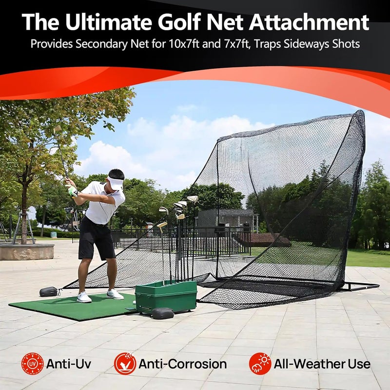ParPeak Golf Hitting Nets Shank Net Attachment, 7 * 10/7 * 7FT Heavy Duty Side Net Barrier Net for Golf, Baseball, Hockey with Sandbag - Image 3